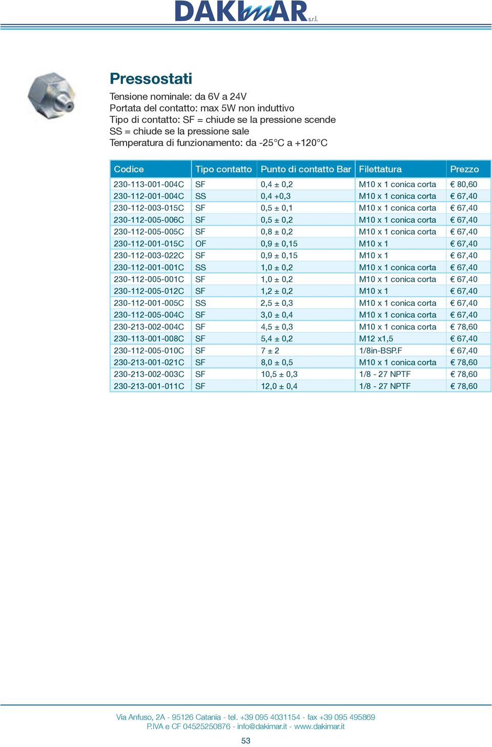 corta 67,40 230-112-003-015C SF 0,5 ± 0,1 M10 x 1 conica corta 67,40 230-112-005-006C SF 0,5 ± 0,2 M10 x 1 conica corta 67,40 230-112-005-005C SF 0,8 ± 0,2 M10 x 1 conica corta 67,40 230-112-001-015C