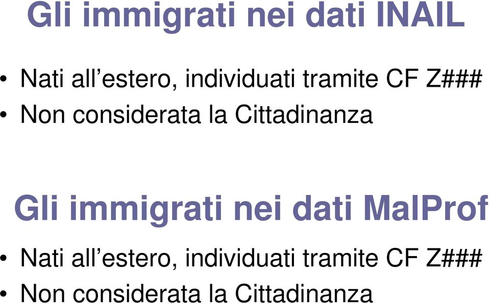 Cittadinanza Gli immigrati nei dati MalProf Nati all