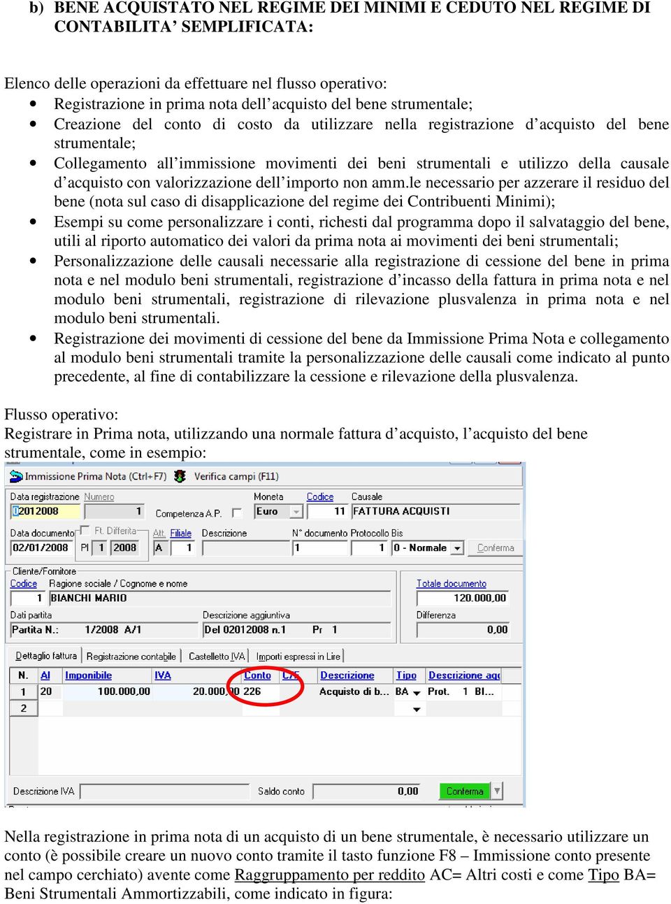 acquisto con valorizzazione dell importo non amm.