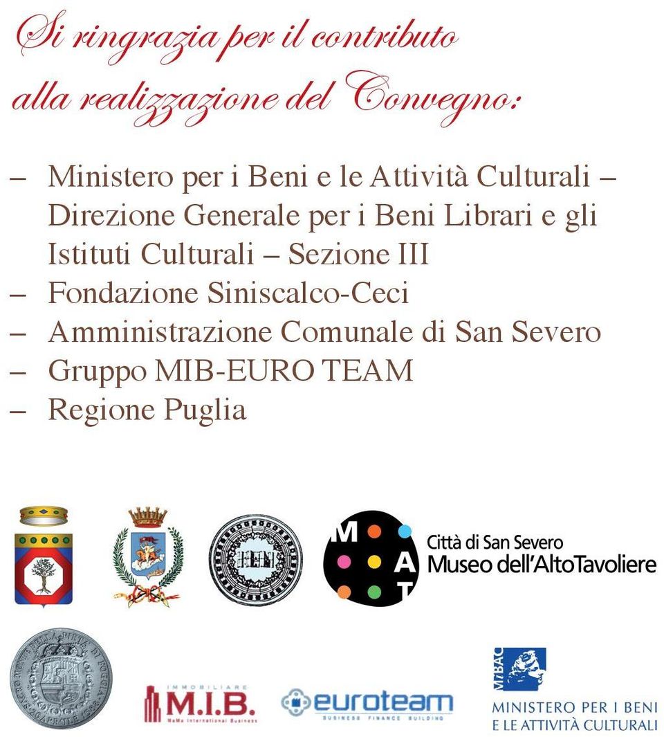 Beni Librari e gli Istituti Culturali Sezione III Fondazione