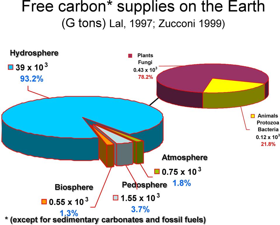 2% Animals Protozoa Bacteria 0.12 x 10 3 21.8% Atmosphere 0.