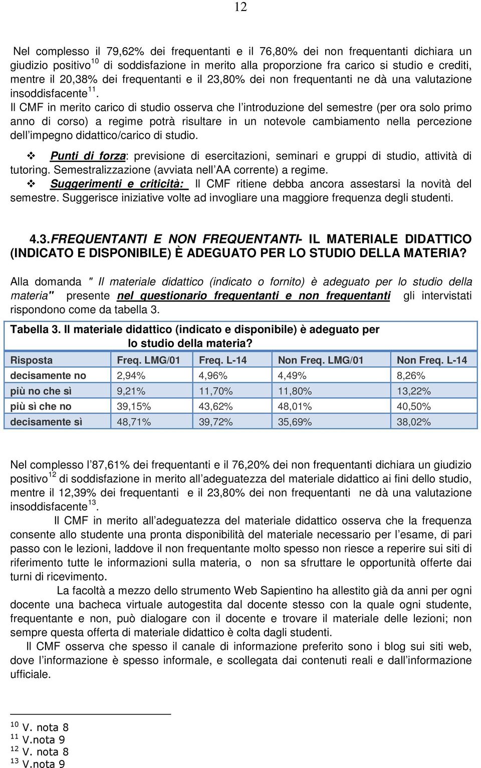 Il CMF in merito carico di studio osserva che l introduzione del semestre (per ora solo primo anno di corso) a regime potrà risultare in un notevole cambiamento nella percezione dell impegno