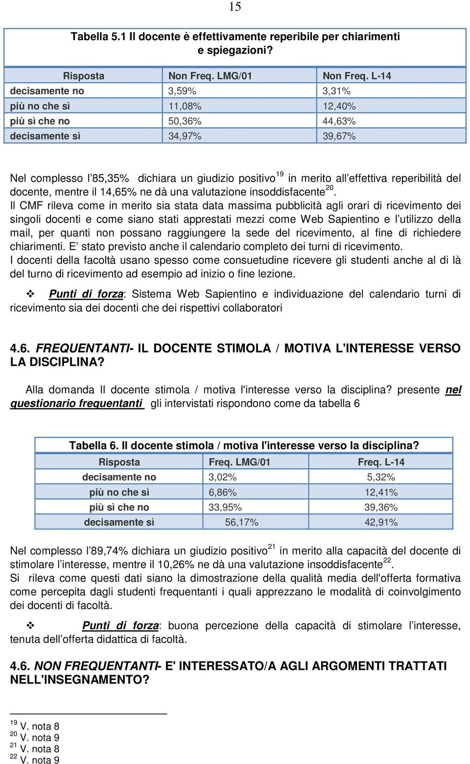 reperibilità del docente, mentre il 14,65% ne dà una valutazione insoddisfacente 20.