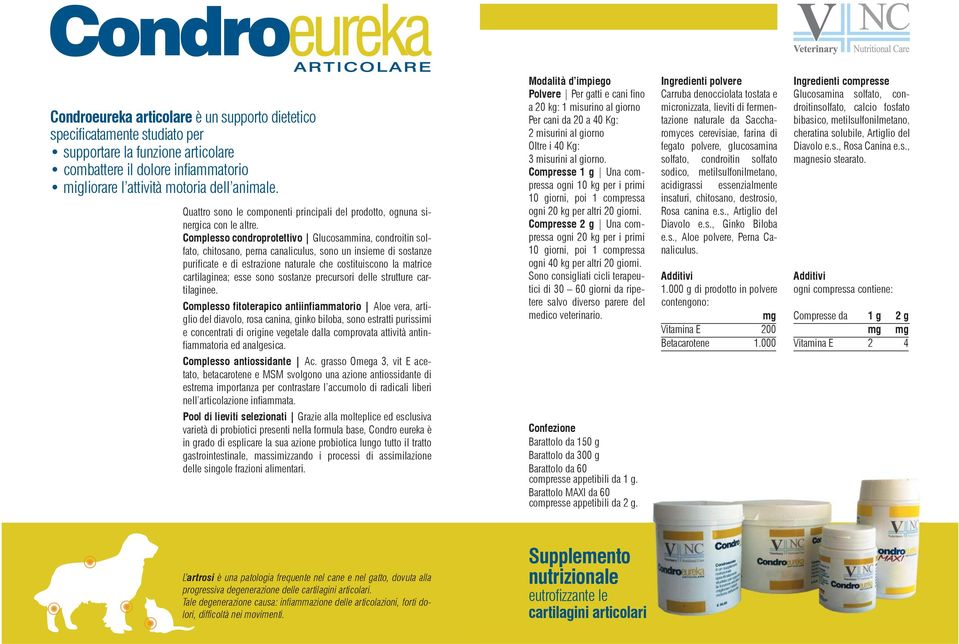 Complesso condroprotettivo Glucosammina, condroitin solfato, chitosano, perna canaliculus, sono un insieme di sostanze purificate e di estrazione naturale che costituiscono la matrice cartilaginea;