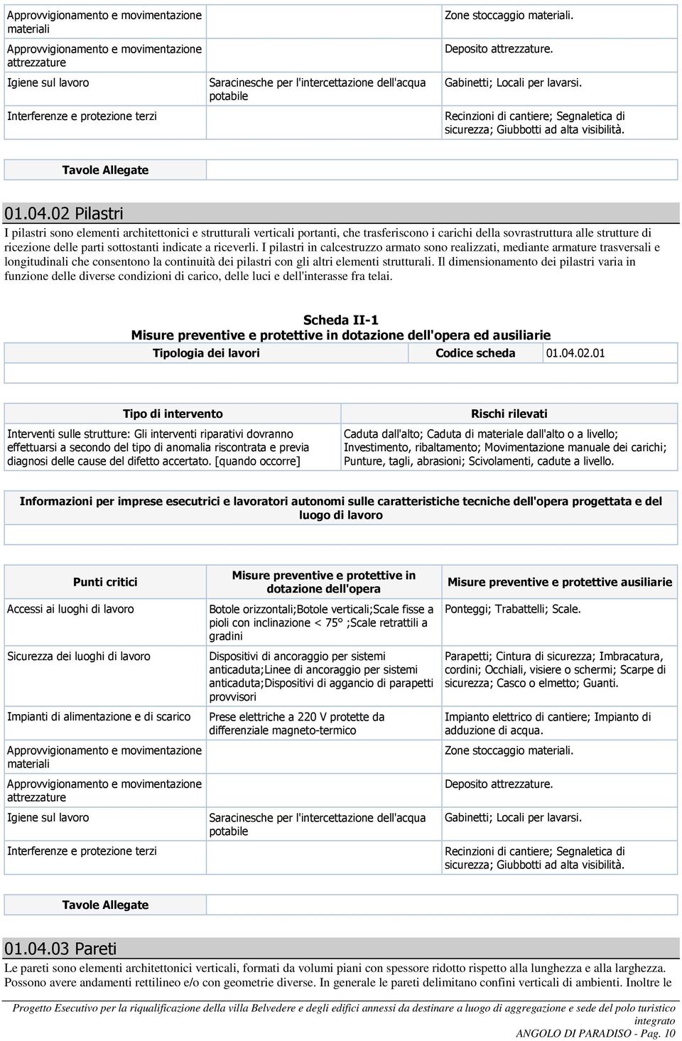 riceverli. I pilastri in calcestruzzo armato sono realizzati, mediante armature trasversali e longitudinali che consentono la continuità dei pilastri con gli altri elementi strutturali.