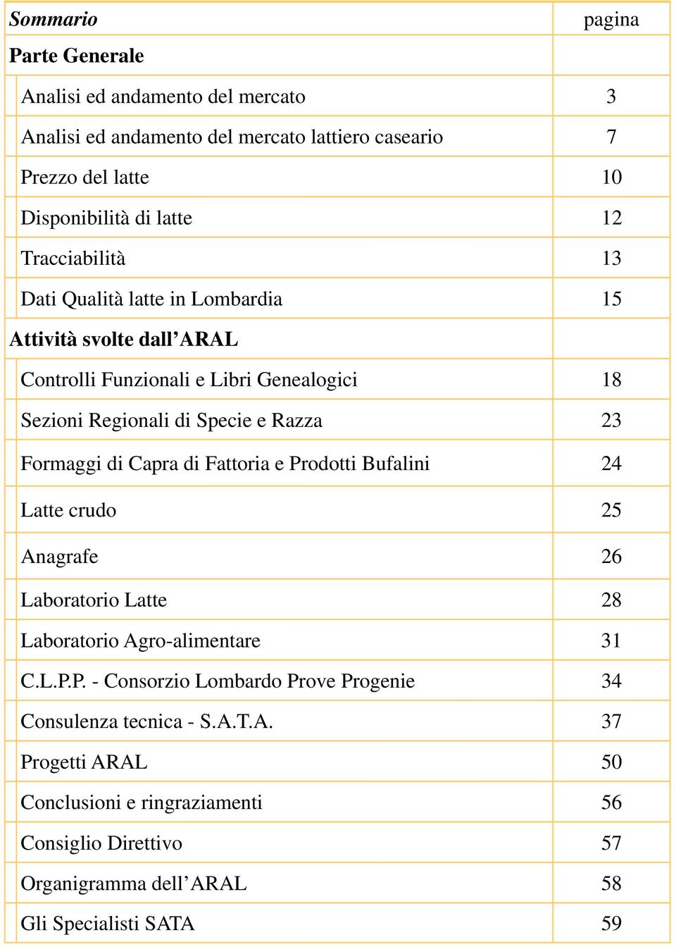 Formaggi di Capra di Fattoria e Prodotti Bufalini 24 Latte crudo 25 Anagrafe 26 Laboratorio Latte 28 Laboratorio Agro-alimentare 31 C.L.P.P. - Consorzio Lombardo Prove Progenie 34 Consulenza tecnica - S.