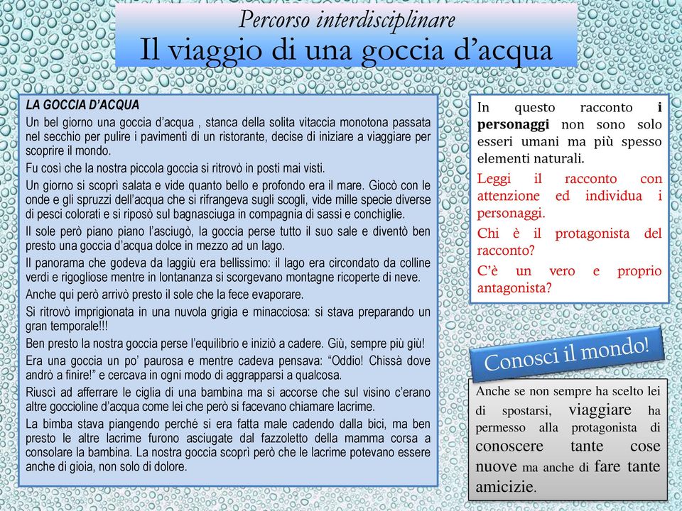 Un giorno si scoprì salata e vide quanto bello e profondo era il mare.