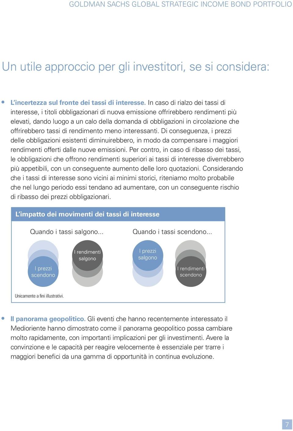 offrirebbero tassi di rendimento meno interessanti. Di conseguenza, i prezzi delle obbligazioni esistenti diminuirebbero, in modo da compensare i maggiori rendimenti offerti dalle nuove emissioni.