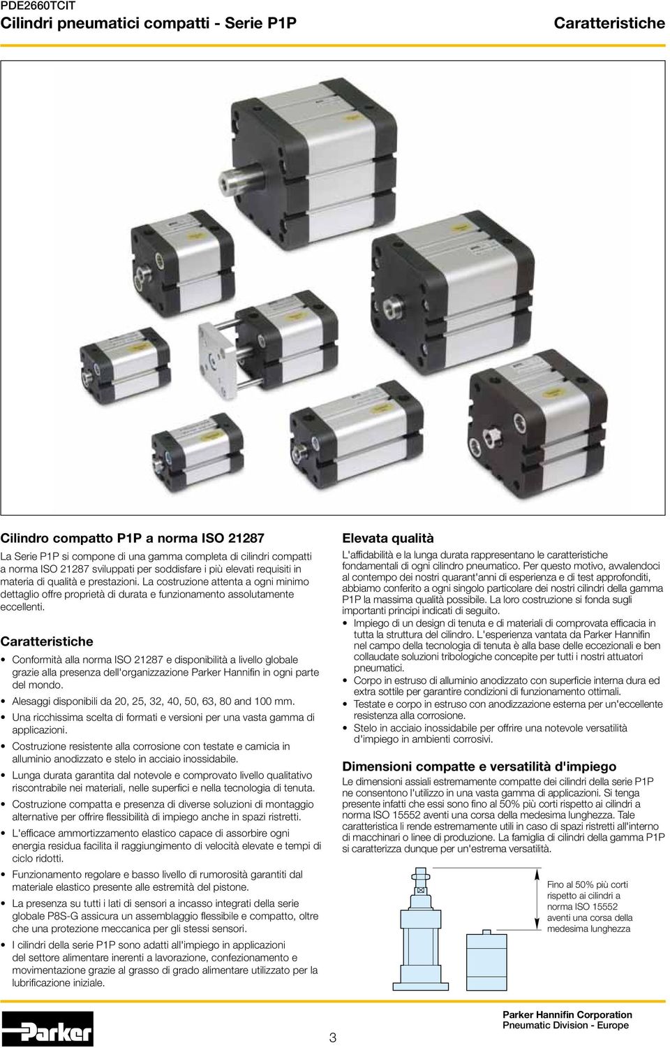 Caratteristiche Conformità alla norma ISO 21287 e disponibilità a livello globale grazie alla presenza dell'organizzazione Parker Hannifin in ogni parte del mondo.