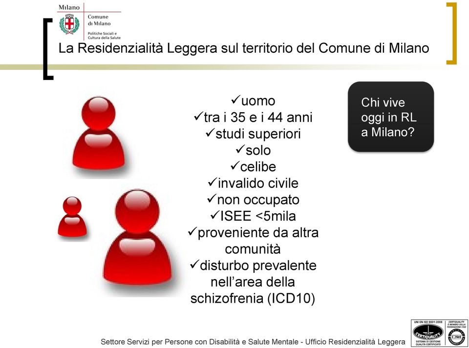 proveniente da altra comunità disturbo prevalente