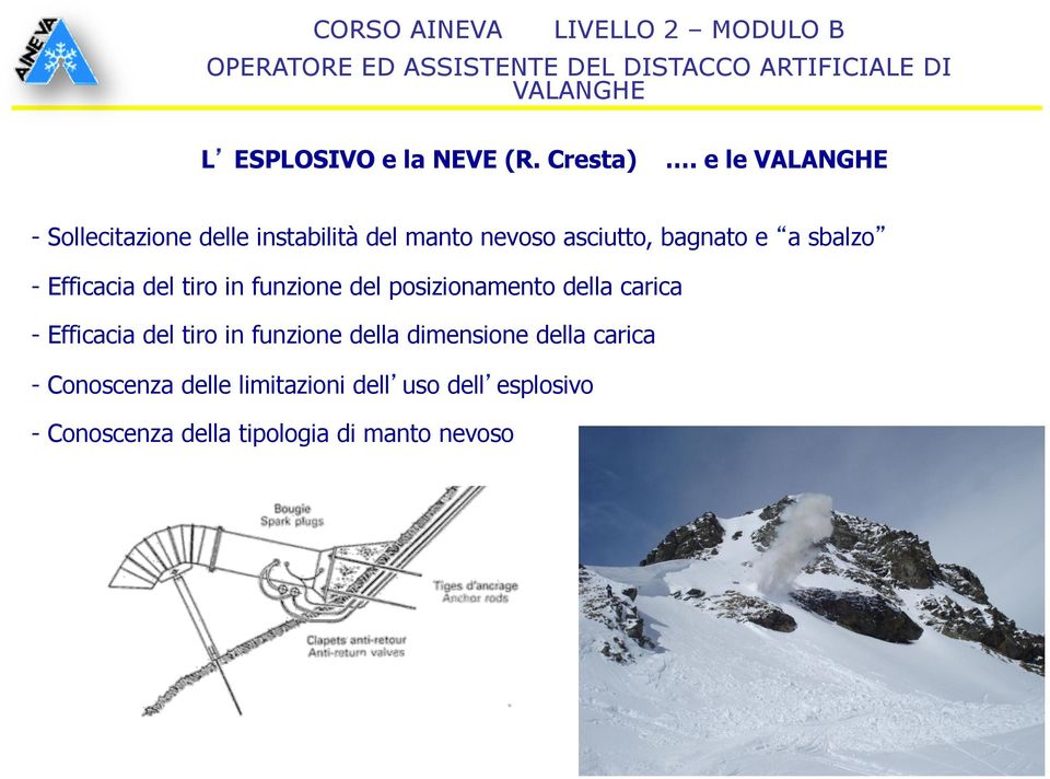 - Efficacia del tiro in funzione del posizionamento della carica - Efficacia del tiro