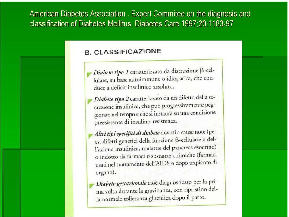 and classification of Diabetes