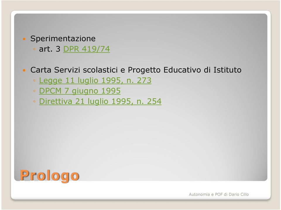 Progetto Educativo di Istituto Legge 11