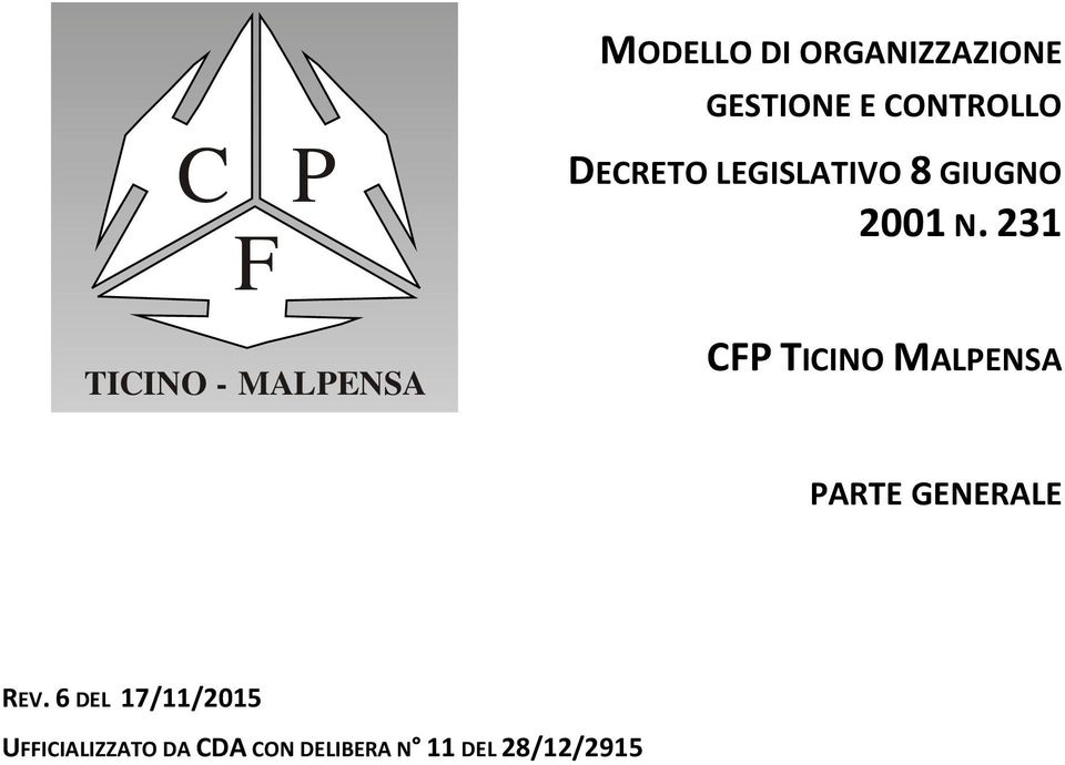N. 231 CP TICINO MALPENSA PARTE GENERALE