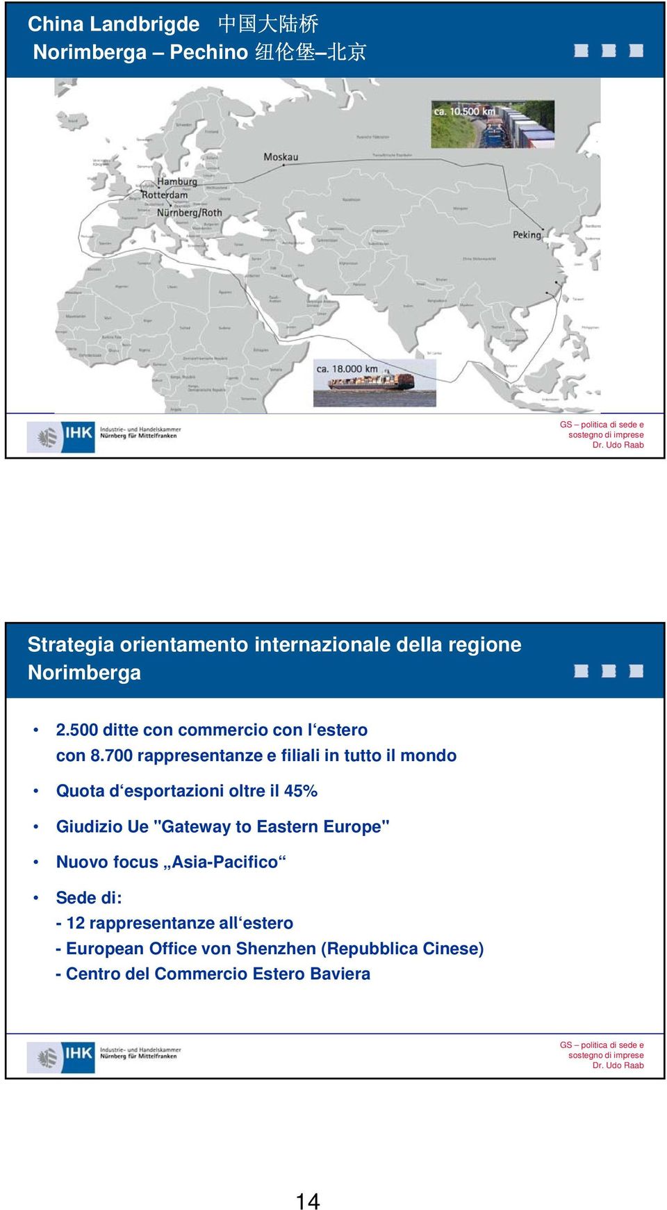 700 rappresentanze e filiali in tutto il mondo Quota d esportazioni oltre il 45% Giudizio Ue "Gateway to