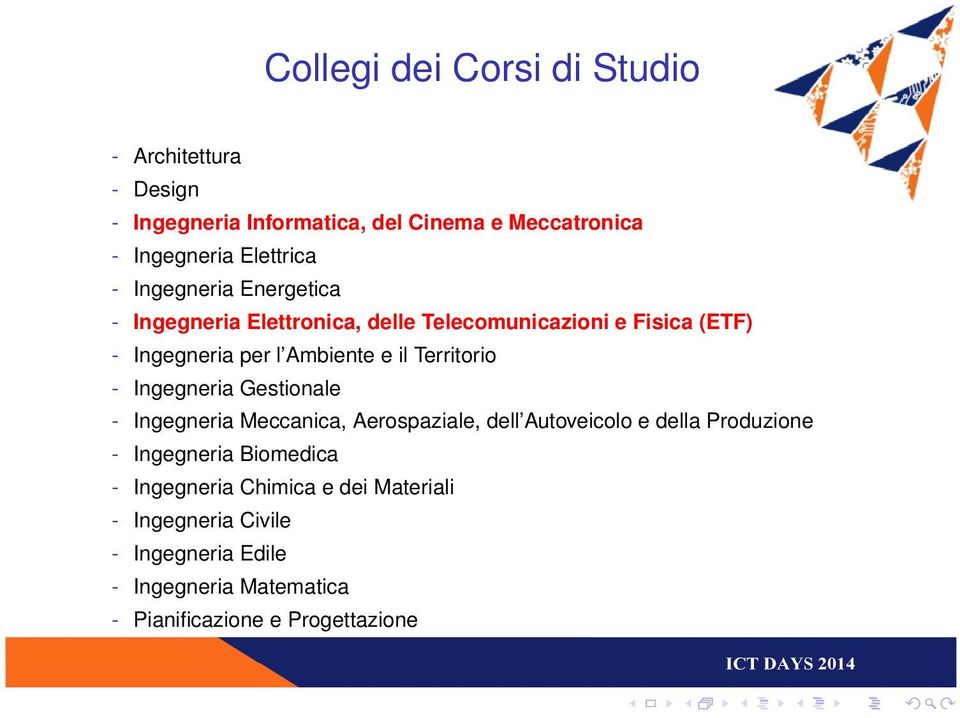 Territorio - Ingegneria Gestionale - Ingegneria Meccanica, Aerospaziale, dell Autoveicolo e della Produzione - Ingegneria