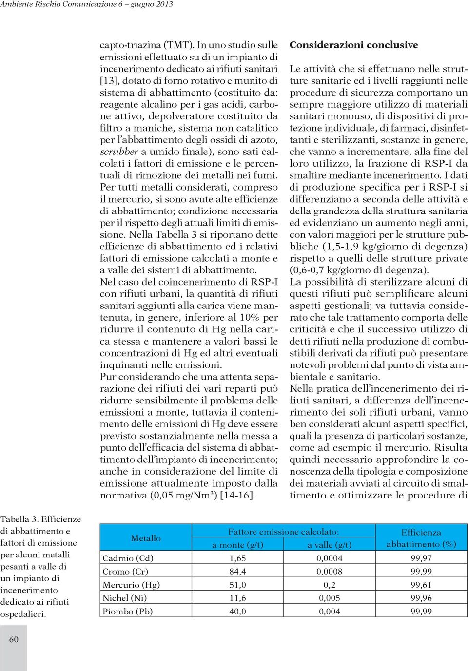 alcalino per i gas acidi, carbone attivo, depolveratore costituito da filtro a maniche, sistema non catalitico per l abbattimento degli ossidi di azoto, scrubber a umido finale), sono sati calcolati