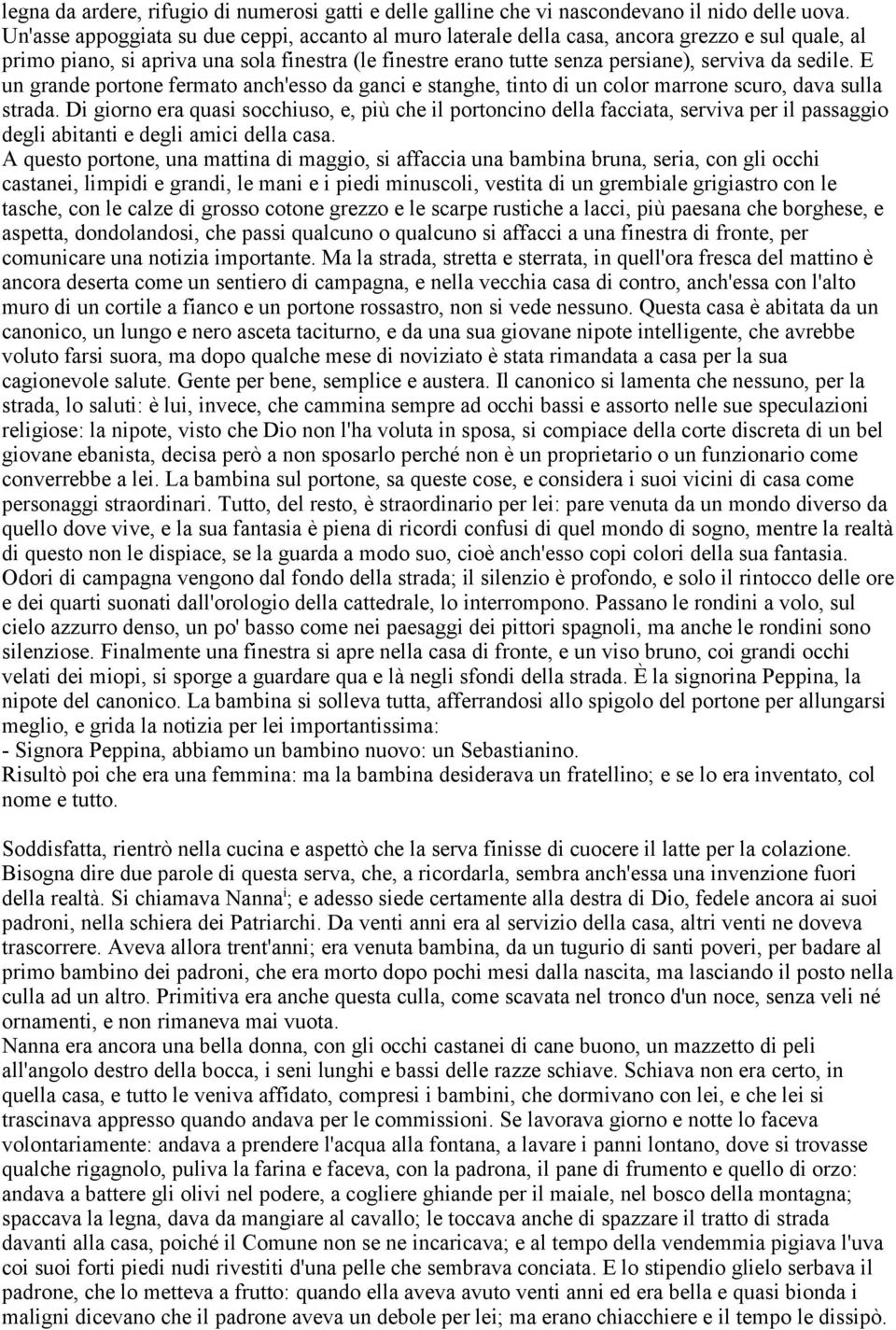 sedile. E un grande portone fermato anch'esso da ganci e stanghe, tinto di un color marrone scuro, dava sulla strada.