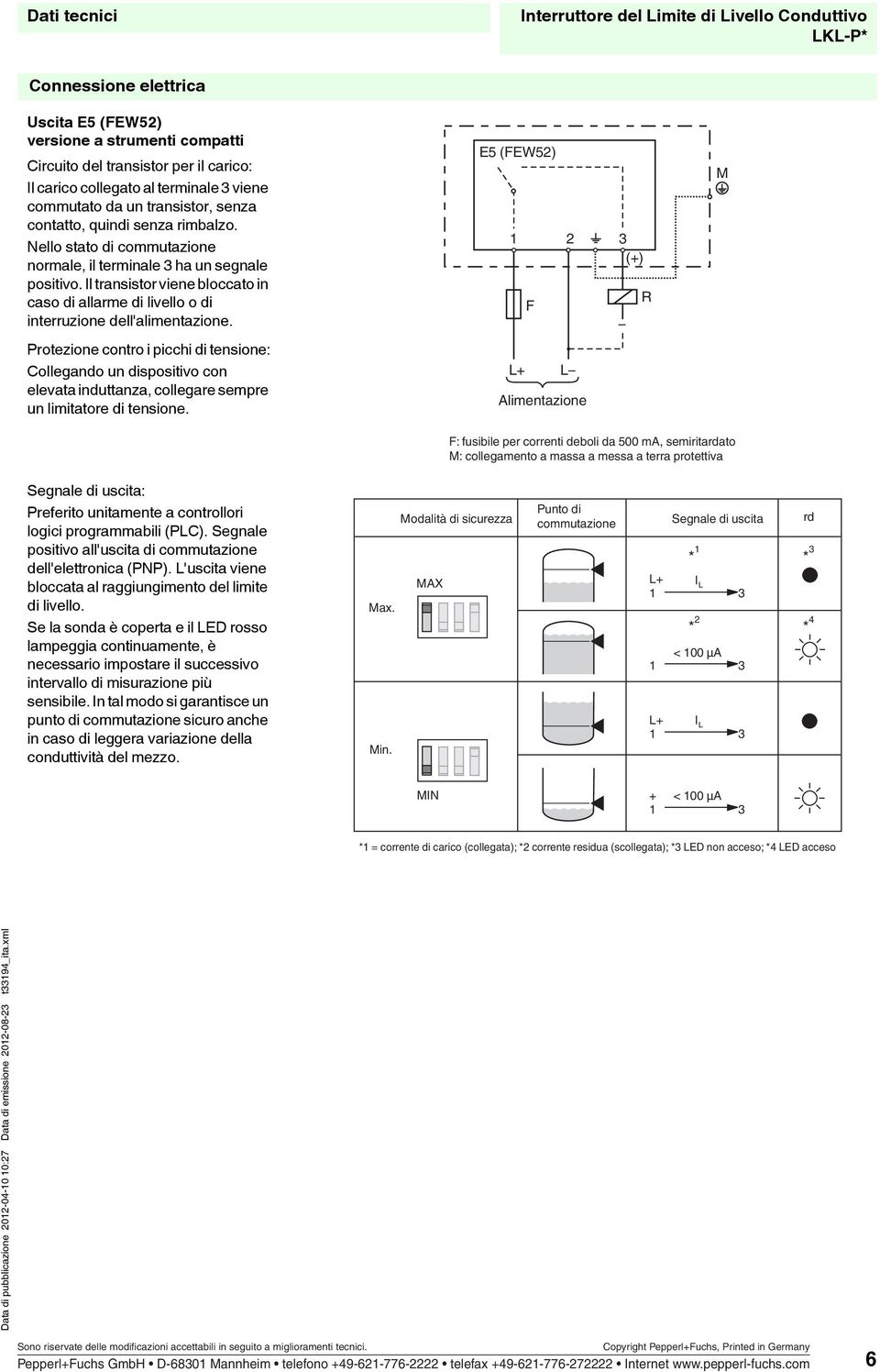 Protezione contro i picchi di tensione: Collegando un dispositivo con elevata induttanza, collegare sempre un limitatore di tensione.