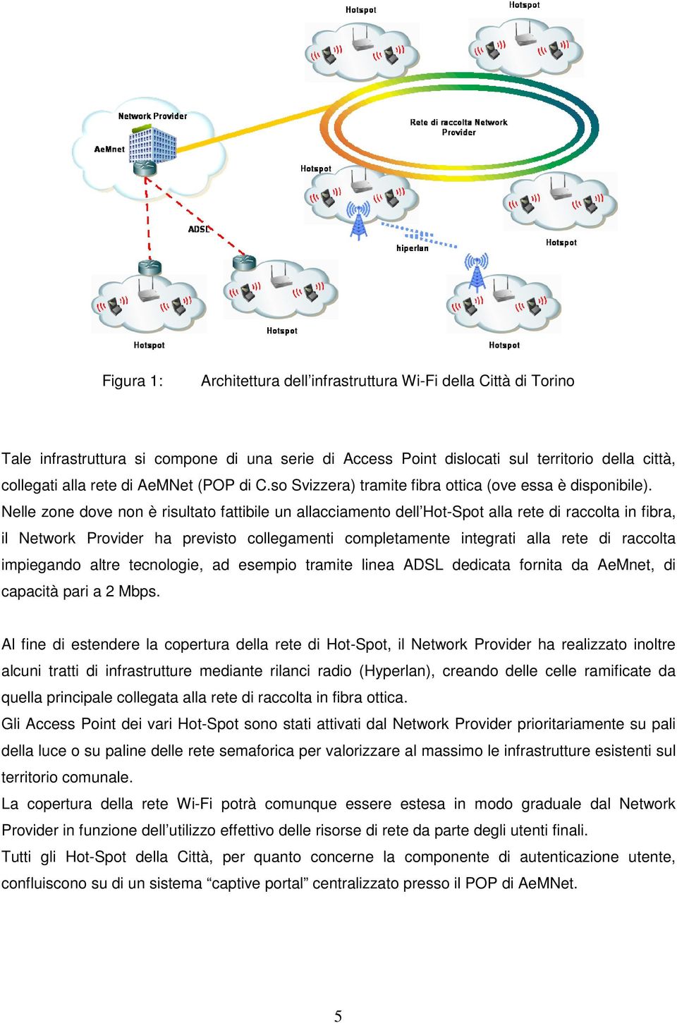Nelle zone dove non è risultato fattibile un allacciamento dell Hot-Spot alla rete di raccolta in fibra, il Network Provider ha previsto collegamenti completamente integrati alla rete di raccolta