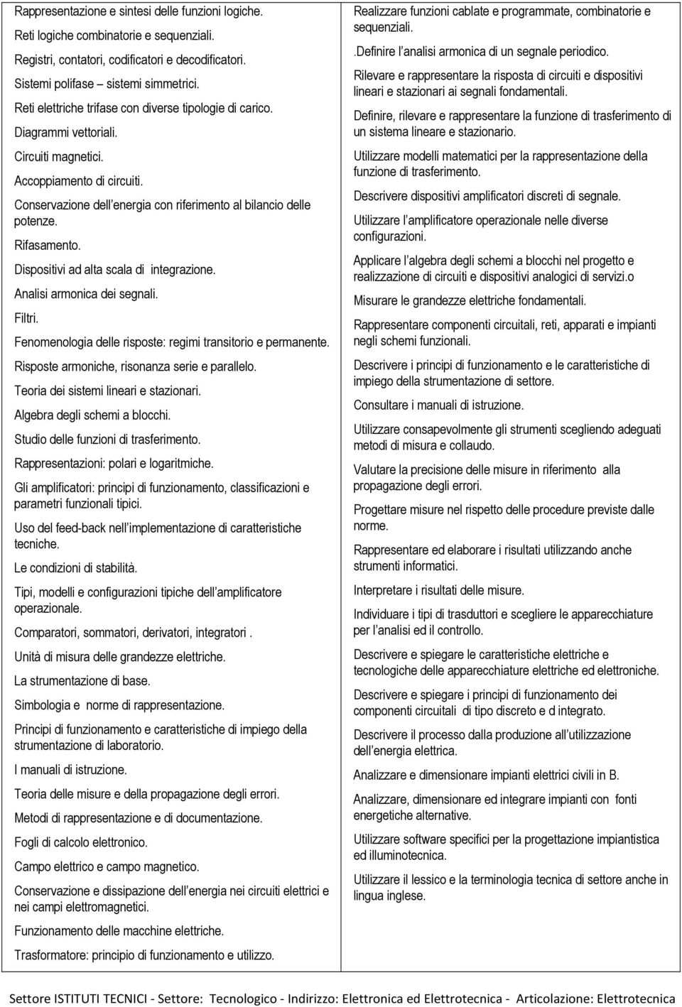 Rifasamento. Dispositivi ad alta scala di integrazione. Analisi armonica dei segnali. Filtri. Fenomenologia delle risposte: regimi transitorio e permanente.