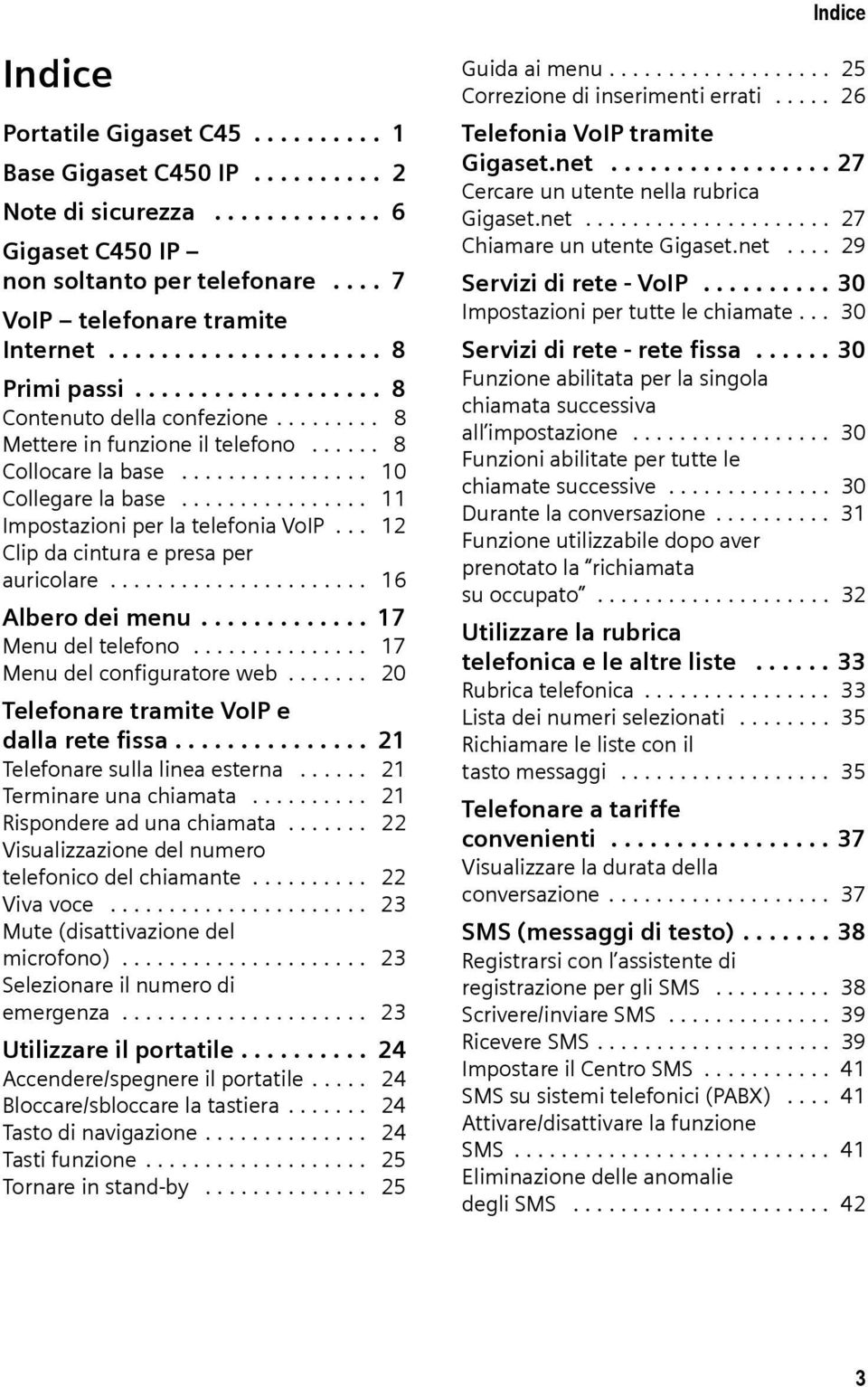 ............... 11 Impostazioni per la telefonia VoIP... 12 Clip da cintura e presa per auricolare...................... 16 Albero dei menu............. 17 Menu del telefono.