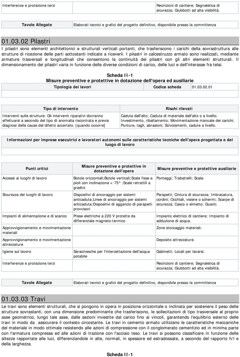 riceverli. I pilastri in calcestruzzo armato sono realizzati, mediante armature trasversali e longitudinali che consentono la continuità dei pilastri con gli altri elementi strutturali.