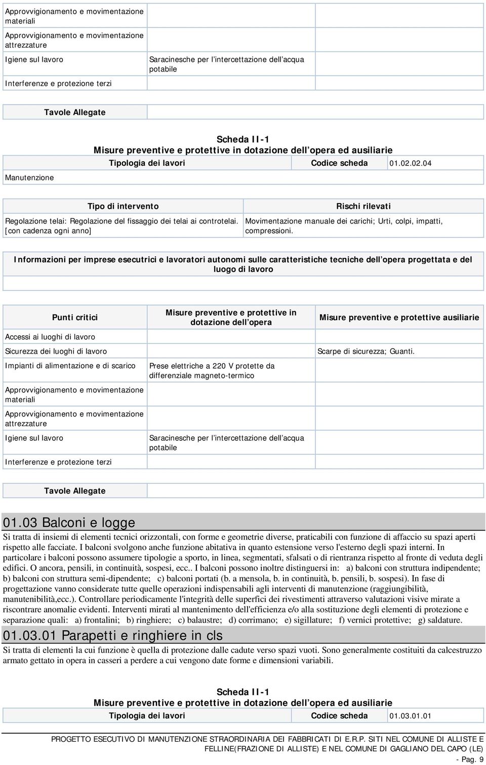 03 Balconi e logge Si tratta di insiemi di elementi tecnici orizzontali, con forme e geometrie diverse, praticabili con funzione di affaccio su spazi aperti rispetto alle facciate.