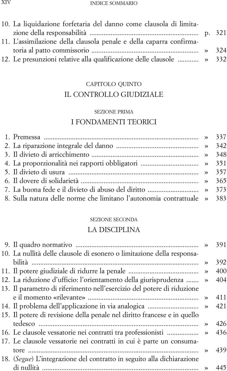 ..» 332 CAPITOLO QUINTO IL CONTROLLO GIUDIZIALE SEZIONE PRIMA I FONDAMENTI TEORICI 1. Premessa...» 337 2. La riparazione integrale del danno...» 342 3. Il divieto di arricchimento...» 348 4.