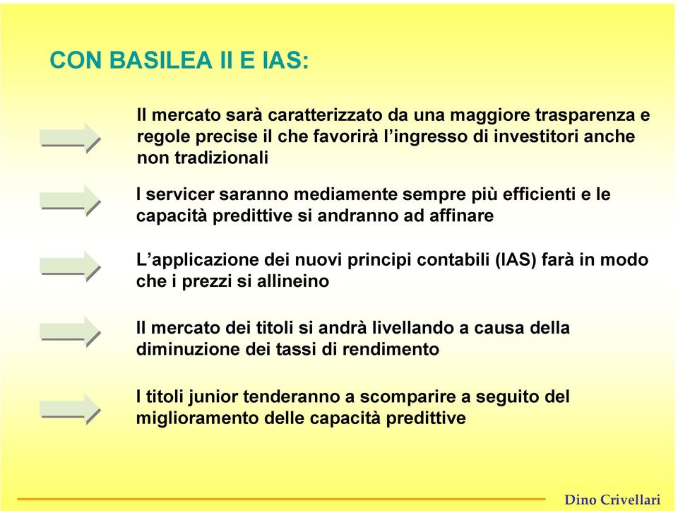 affinare L applicazione dei nuovi principi contabili (IAS) farà in modo che i prezzi si allineino Il mercato dei titoli si andrà