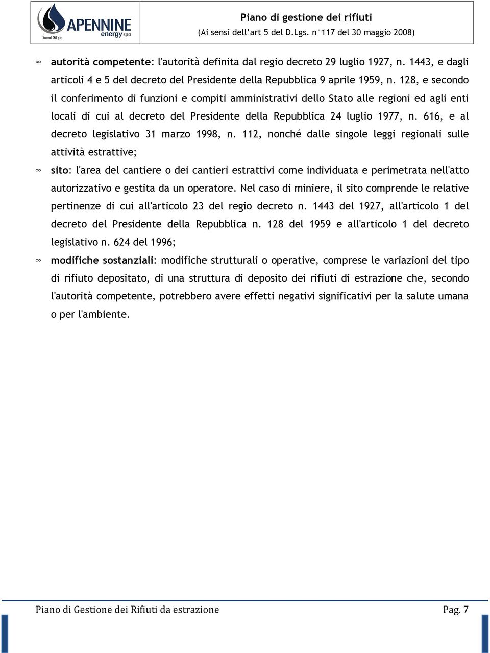 616, e al decreto legislativo 31 marzo 1998, n.