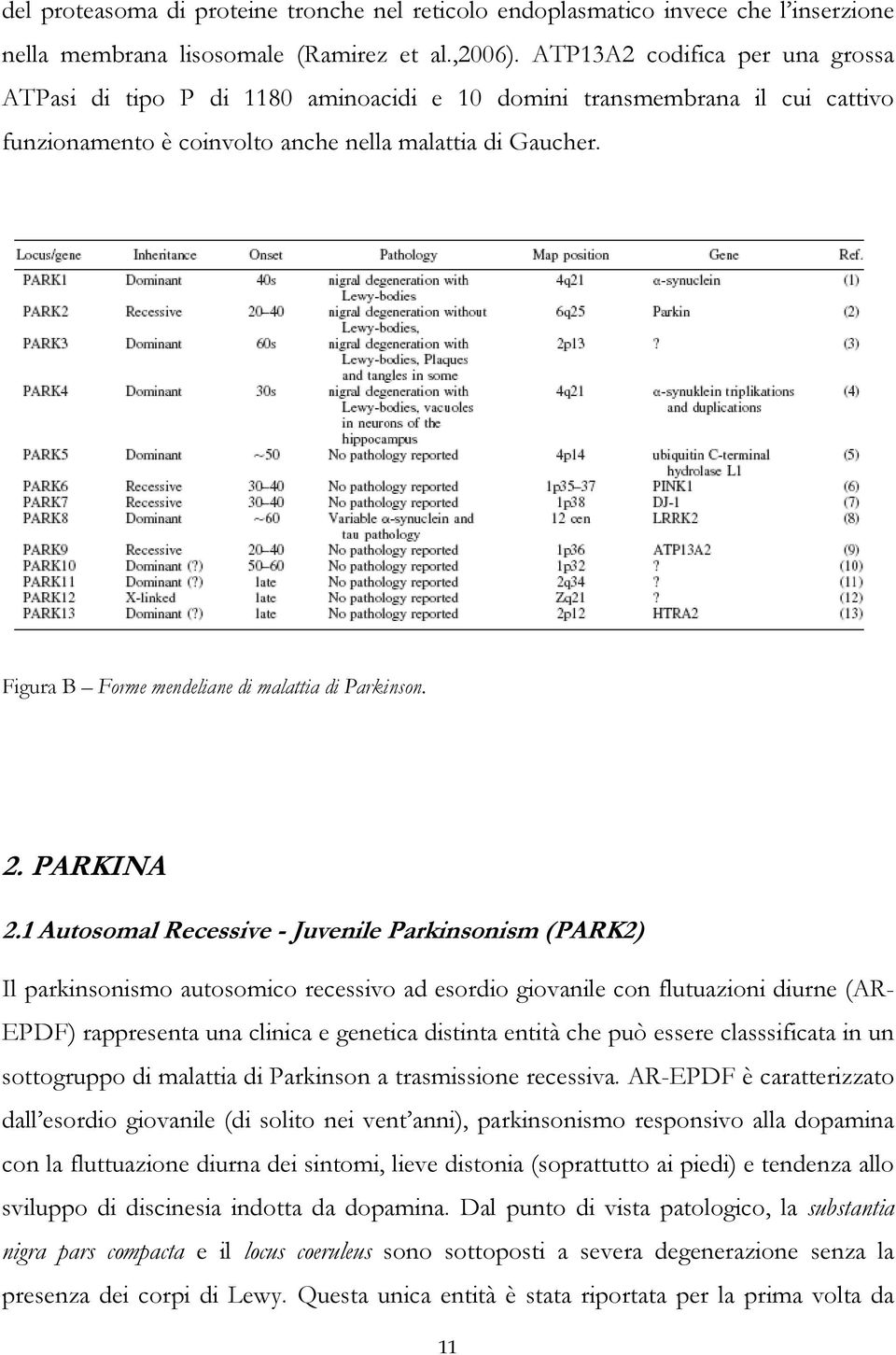 Figura B Forme mendeliane di malattia di Parkinson. 2. PARKINA 2.