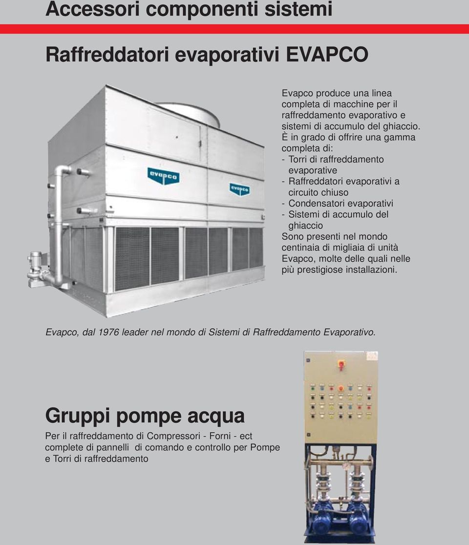 del ghiaccio Sono presenti nel mondo centinaia di migliaia di unità Evapco, molte delle quali nelle più prestigiose installazioni.