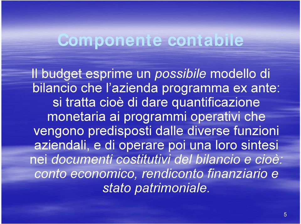 vengono predisposti dalle diverse funzioni aziendali, e di operare poi una loro sintesi nei