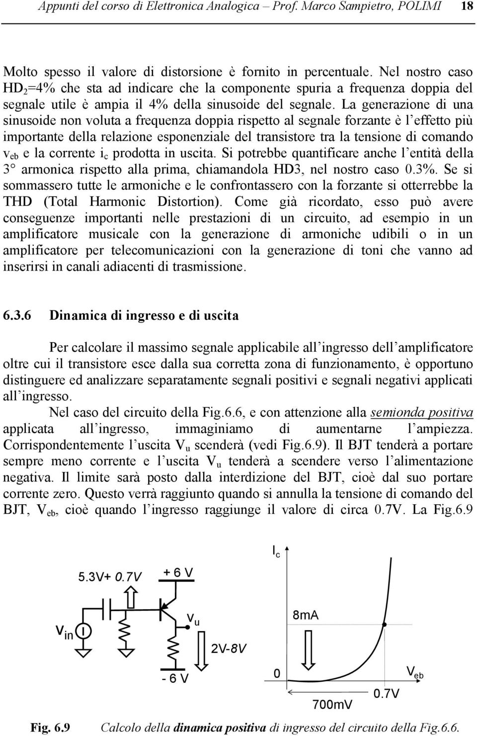 La enerazione di una susoide non oluta a frequenza doppia rispetto al senale forzante è l effetto più iportante della relazione esponenziale del transistore tra la tensione di coando eb e la corrente