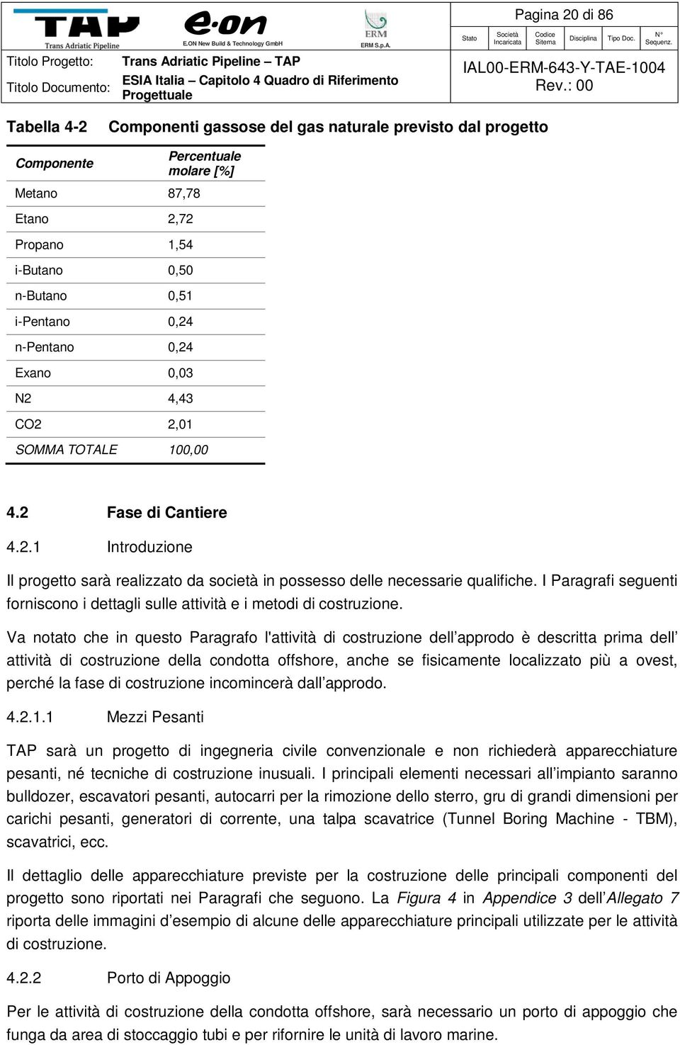 I Paragrafi seguenti forniscono i dettagli sulle attività e i metodi di costruzione.