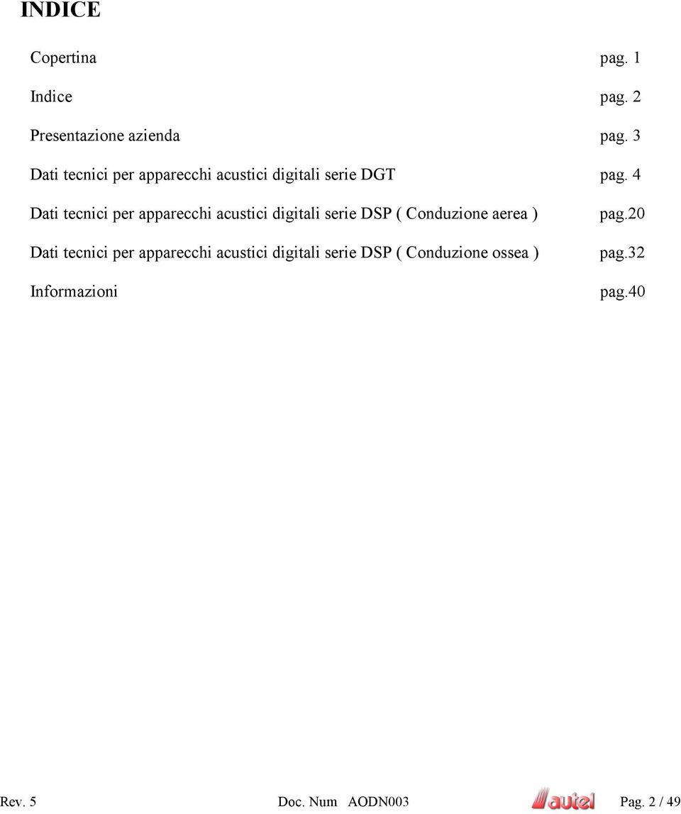 4 Dati tecnici per apparecchi acustici digitali serie DSP ( Conduzione aerea ) Dati