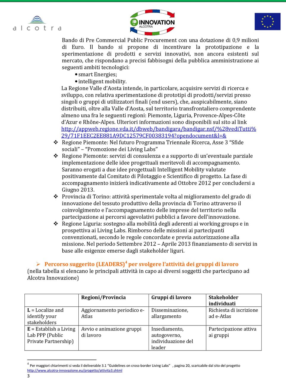 amministrazione ai seguenti ambiti tecnologici: smart Energies; intelligent mobility.