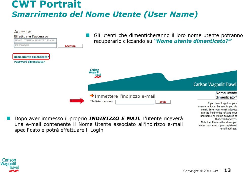 Dopo aver immesso il proprio INDIRIZZO E MAIL L utente riceverà una e-mail contenente