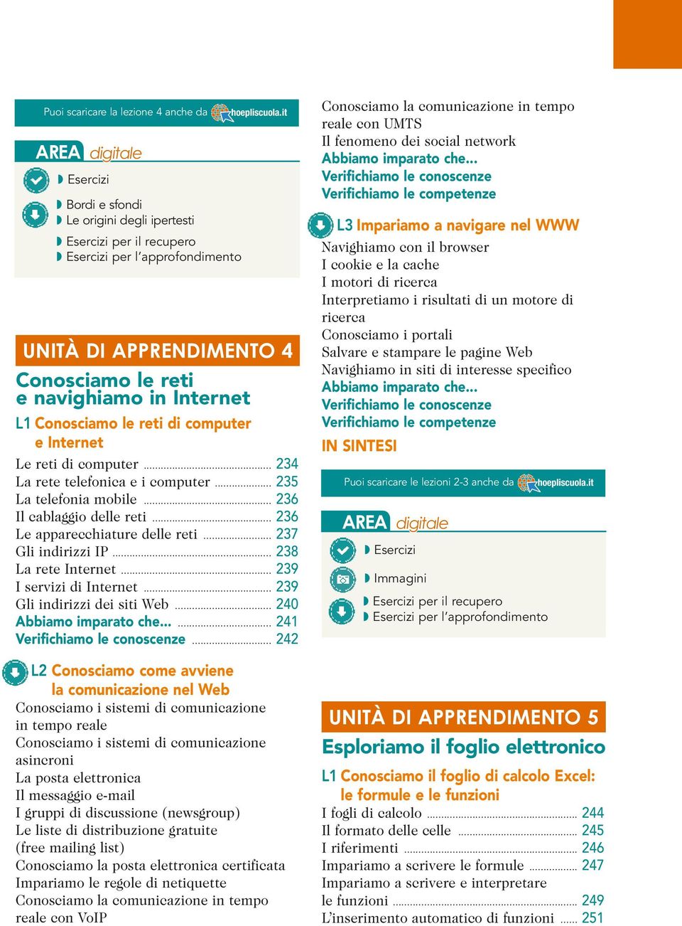 .. 236 Il cablaggio delle reti... 236 Le apparecchiature delle reti... 237 Gli indirizzi IP... 238 La rete Internet... 239 I servizi di Internet... 239 Gli indirizzi dei siti Web.