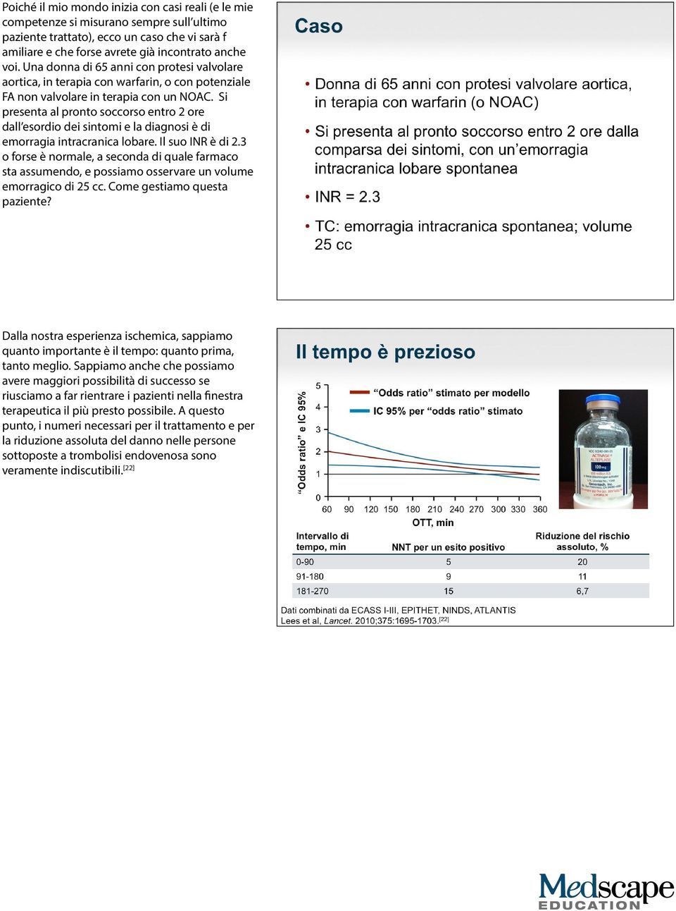 Si presenta al pronto soccorso entro 2 ore dall esordio dei sintomi e la diagnosi è di emorragia intracranica lobare. Il suo INR è di 2.