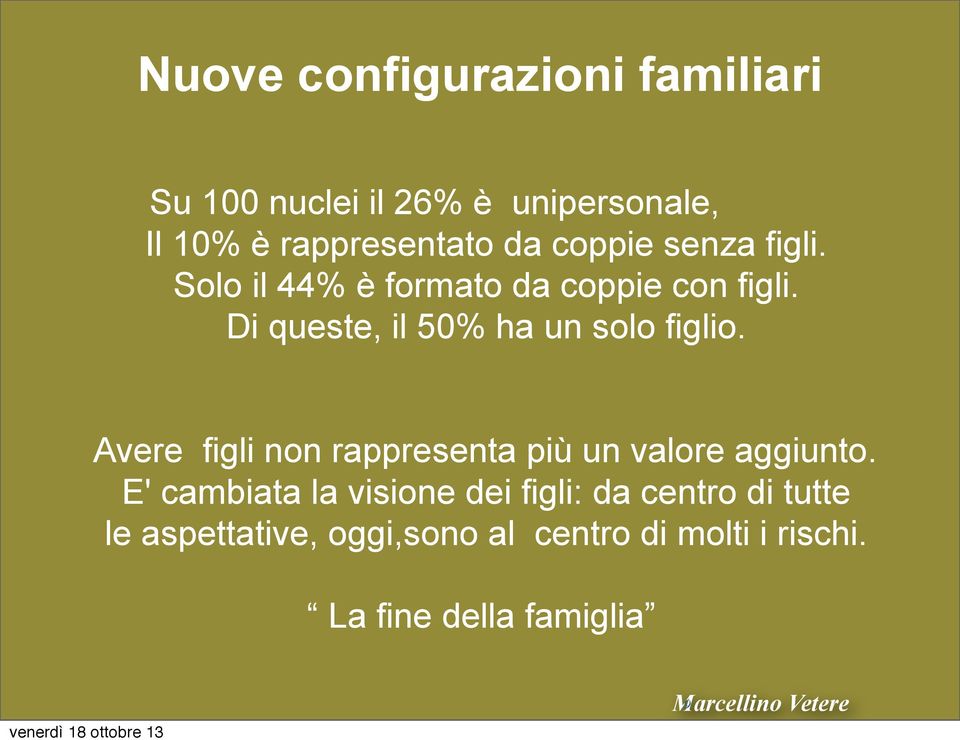 Avere figli non rappresenta più un valore aggiunto.