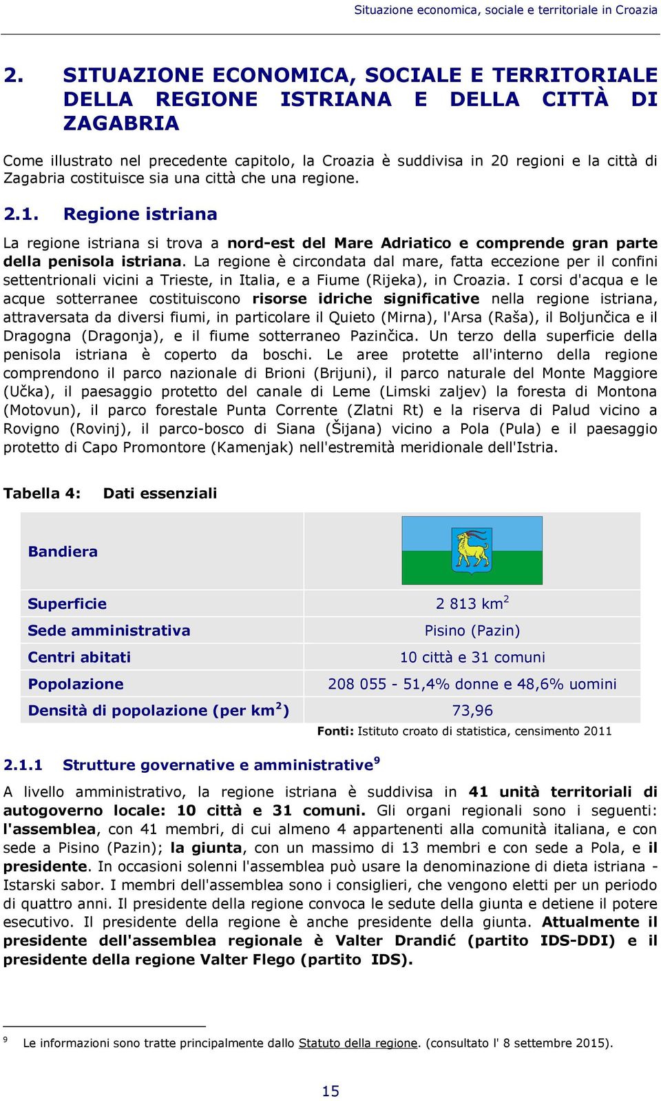 costituisce sia una città che una regione. 2.1. Regione istriana La regione istriana si trova a nord-est del Mare Adriatico e comprende gran parte della penisola istriana.