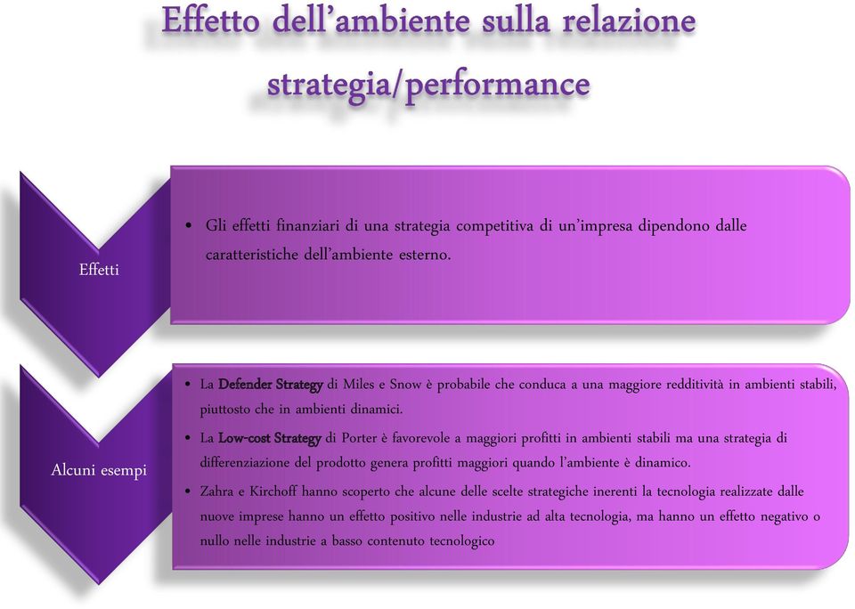 La Low-cost Strategy di Porter è favorevole a maggiori profitti in ambienti stabili ma una strategia di differenziazione del prodotto genera profitti maggiori quando l ambiente è