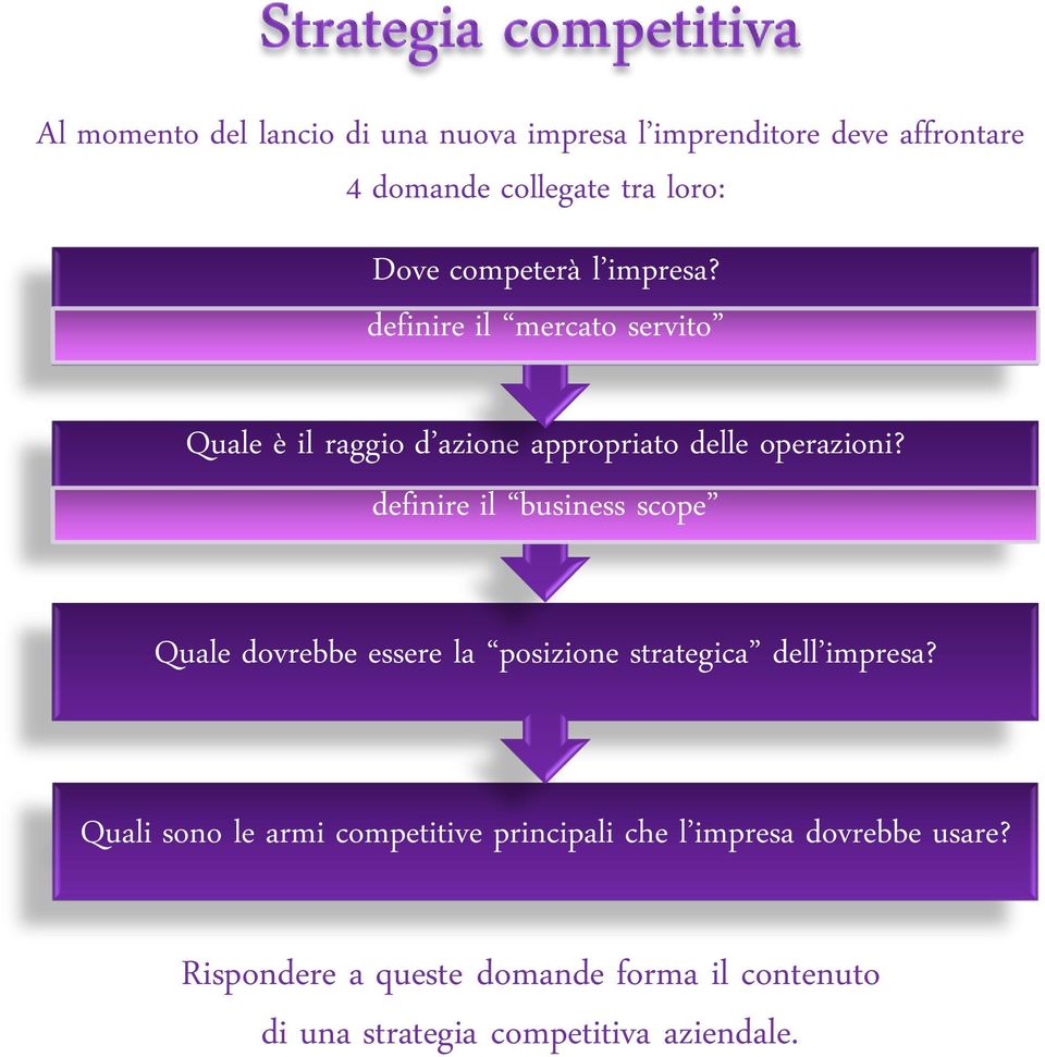 definire il business scope Quale dovrebbe essere la posizione strategica dell impresa?