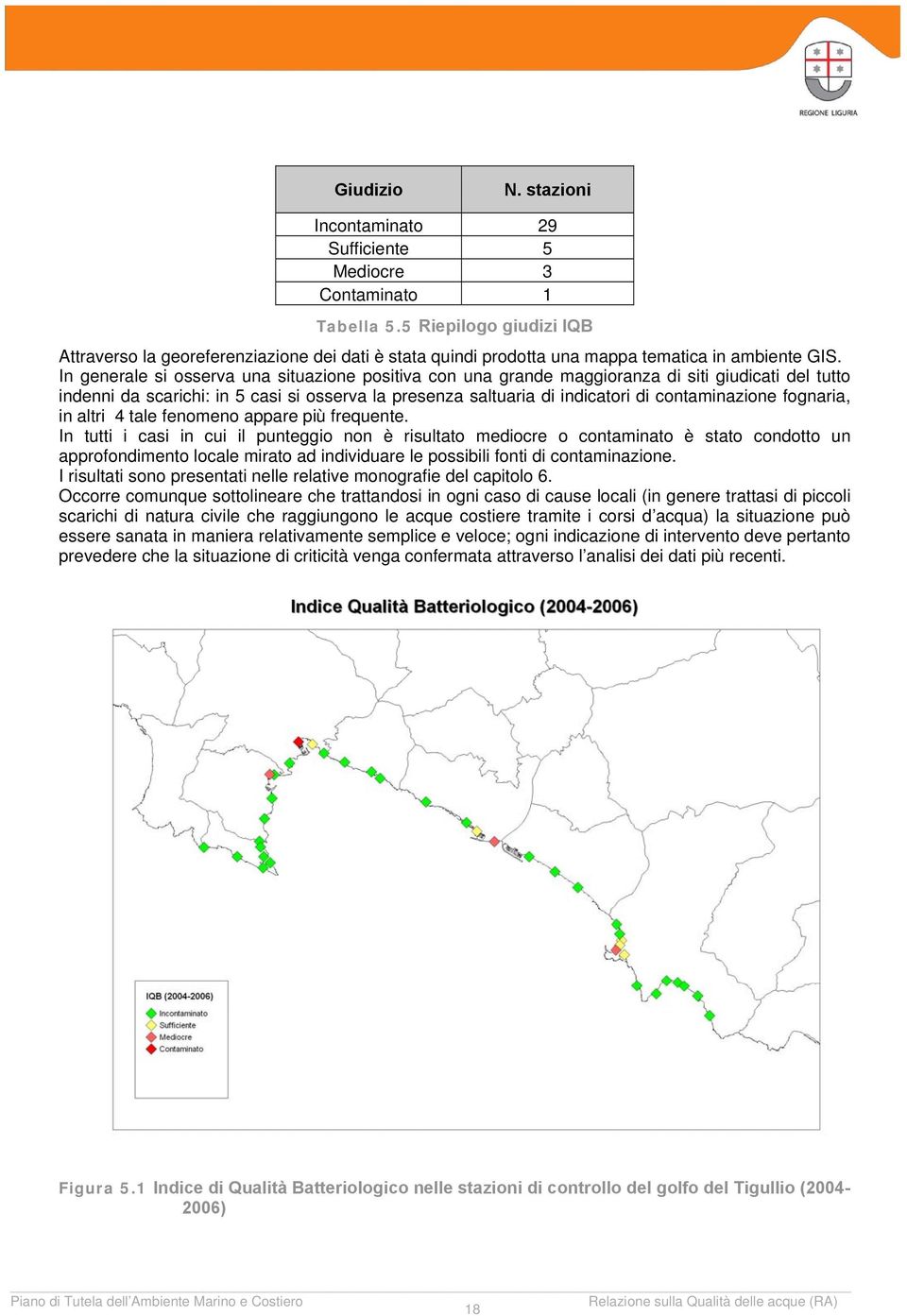 In generale si osserva una situazione positiva con una grande maggioranza di siti giudicati del tutto indenni da scarichi: in 5 casi si osserva la presenza saltuaria di indicatori di contaminazione