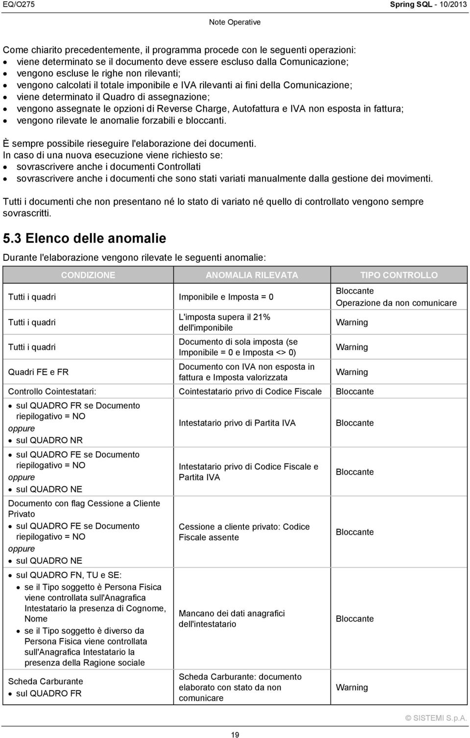 Charge, Autofattura e IVA non esposta in fattura; vengono rilevate le anomalie forzabili e bloccanti. È sempre possibile rieseguire l'elaborazione dei documenti.