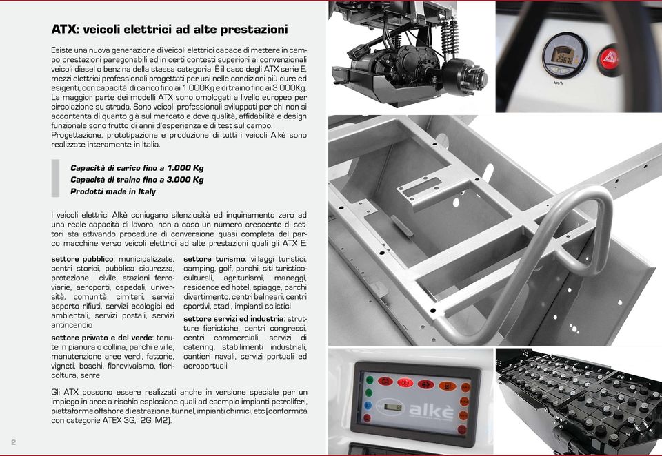 000Kg e di traino fino ai 3.000Kg. La maggior parte dei modelli ATX sono omologati a livello europeo per circolazione su strada.