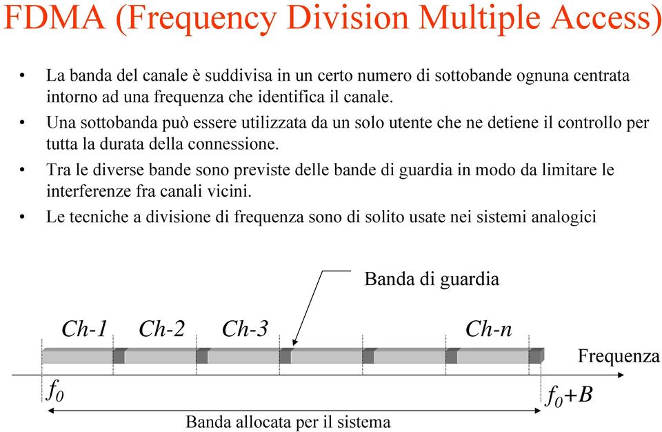 Una sottobanda può essere utilizzata da un solo utente che ne detiene il controllo per tutta la durata della connessione.