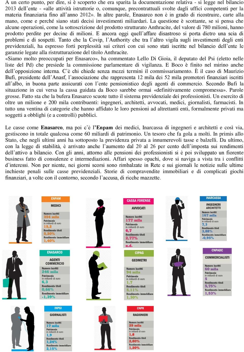 La questione è scottante, se si pensa che alcune operazioni, come la sottoscrizione del prodotto strutturato Anthracite, del valore di 780 milioni, hanno prodotto perdite per decine di milioni.